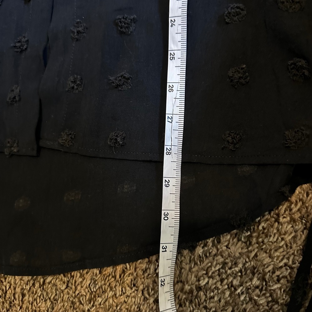 Black Tunic Shirt Dress Pom Pom Detail 3/4 Sleeve Lightweight S swim coverup - Picture 8 of 8
